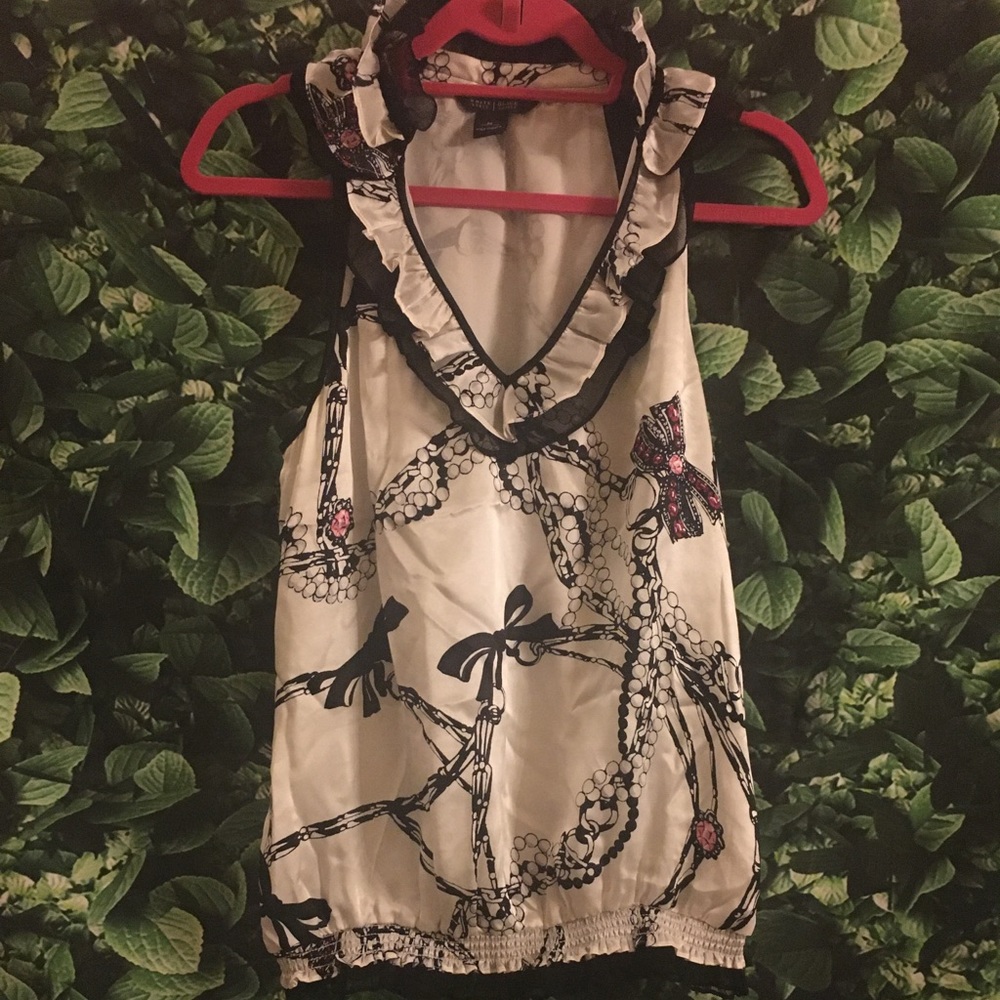 White House Black Market Bow Print Tank Top